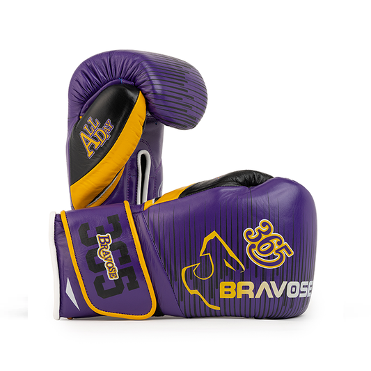 Bravose Limited Edition 16oz Velcro Boxing Gloves – “ALL DAY, EVERY DAY” Purple & Yellow-0
